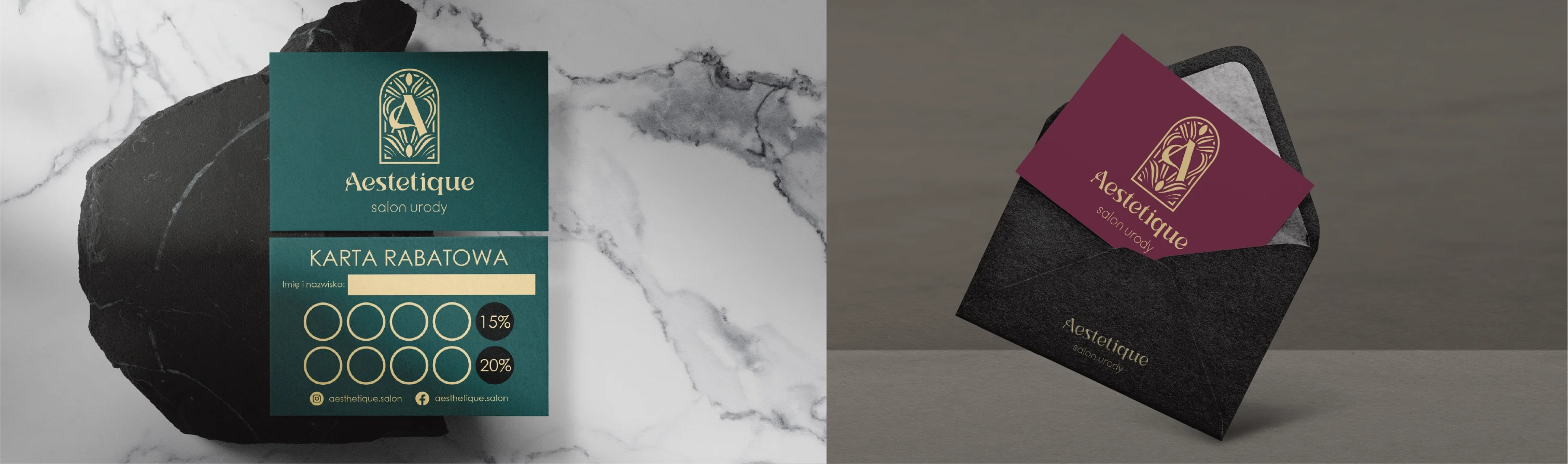 Karty podarunkowe dla salonu kosmetycznego stworzone przez Euflonica Klaudia-Grochowska-Pawłowicz