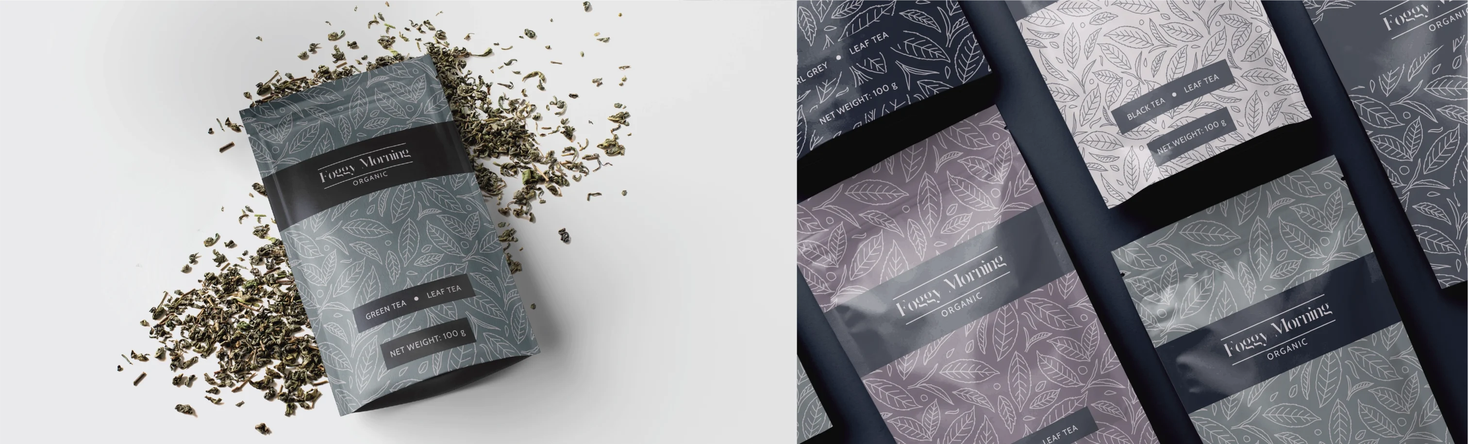 Branding autorstwa Euflonica Klaudia-Grochowska-Pawłowicz opakowania herbaty premium Foggy Morning