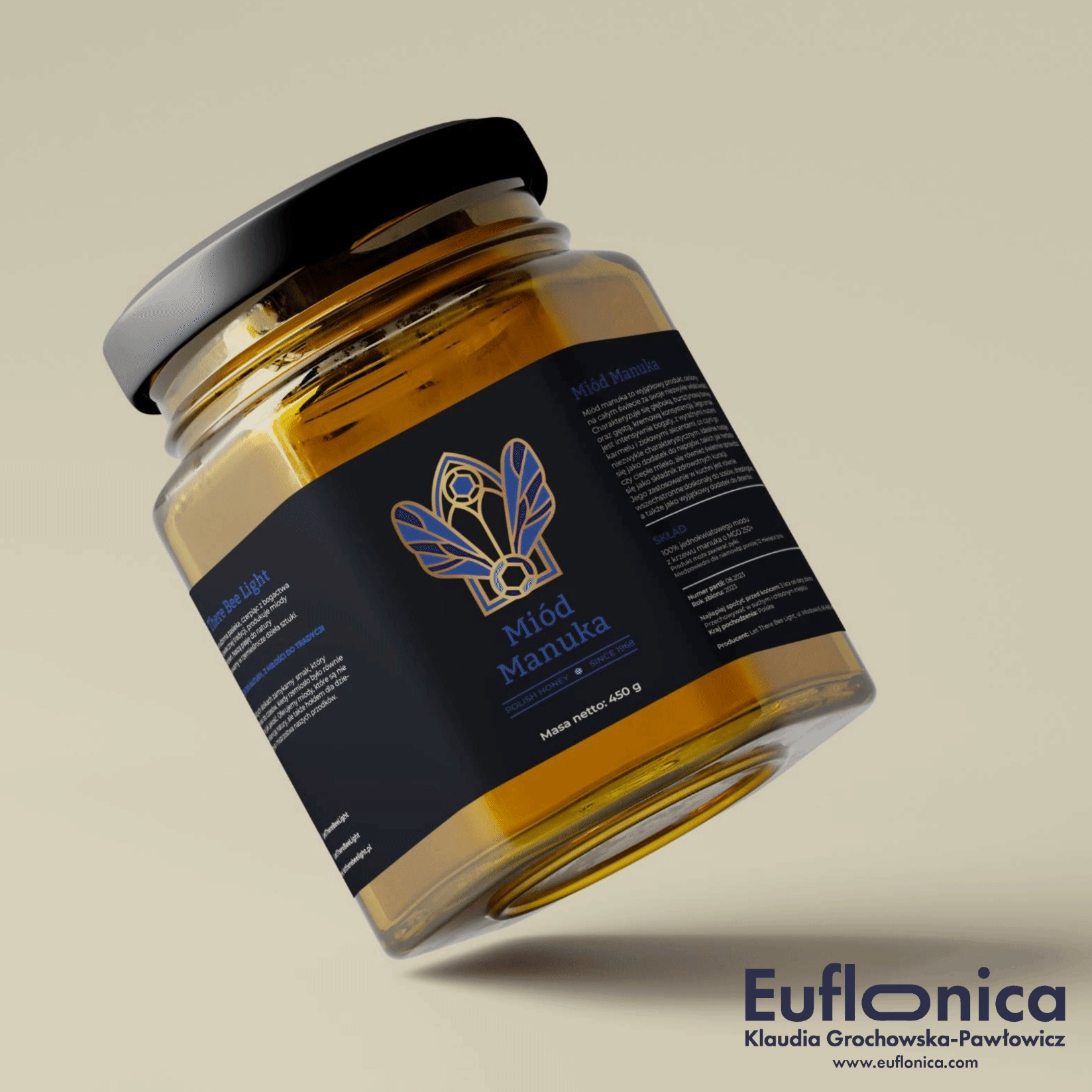 Branding autorstwa Euflonica Klaudia Grochowska-Pawłowicz Let There Bee Light miody premium opakowanie linia specjalna